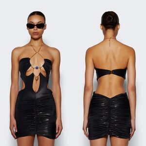 DI PETSA | Dresses | Di Petsa Cut Out Draped Mini Dress Black And Gold Size  215 | Poshmark